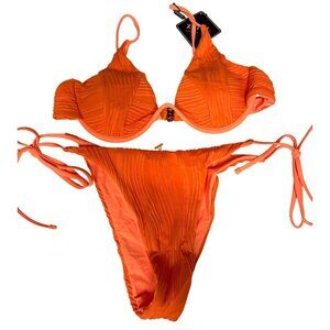 Zaful Bikini Swimsuit Women's Medium Orange String Two Piece Underwire New